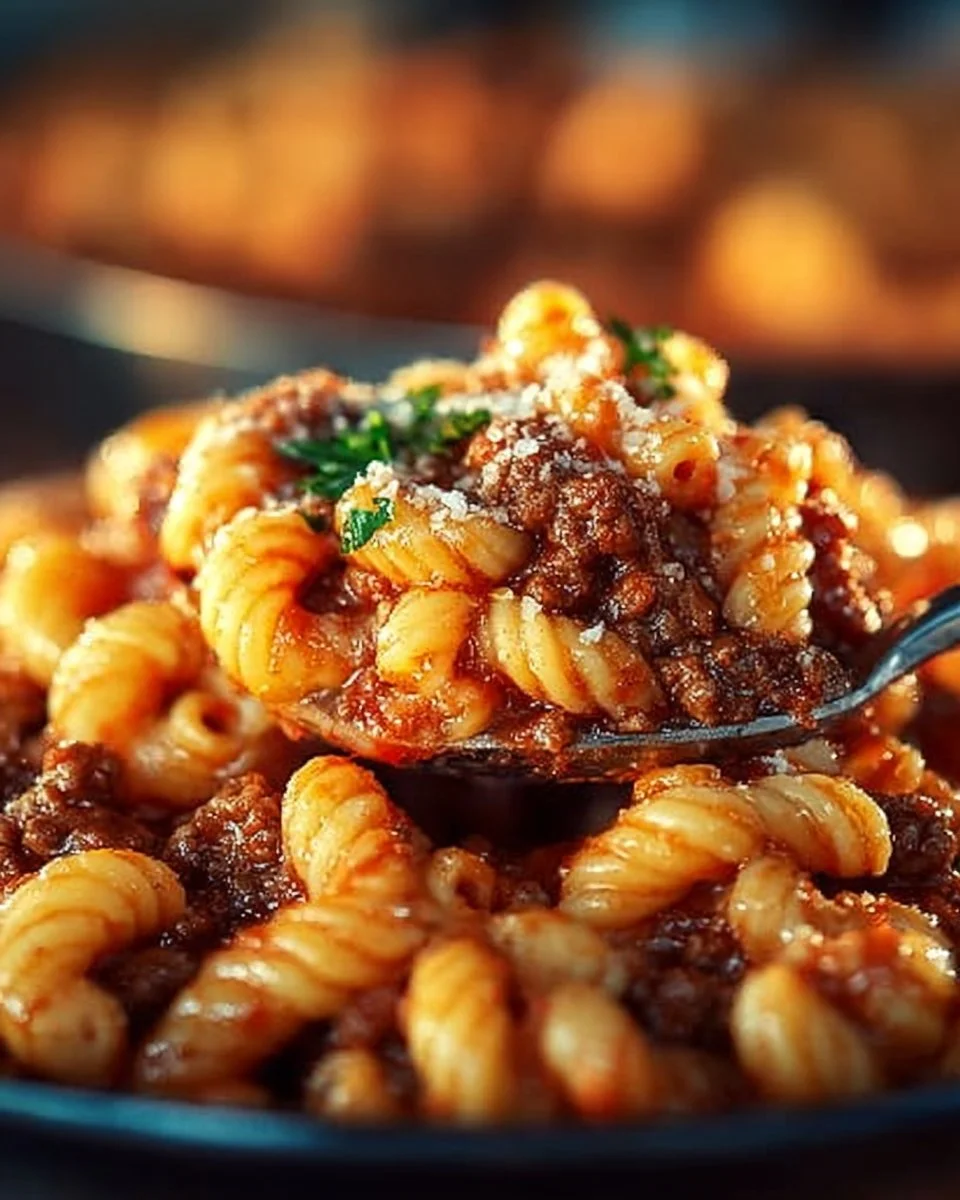 Bowl of quick and easy 4-ingredient goulash topped with parsley