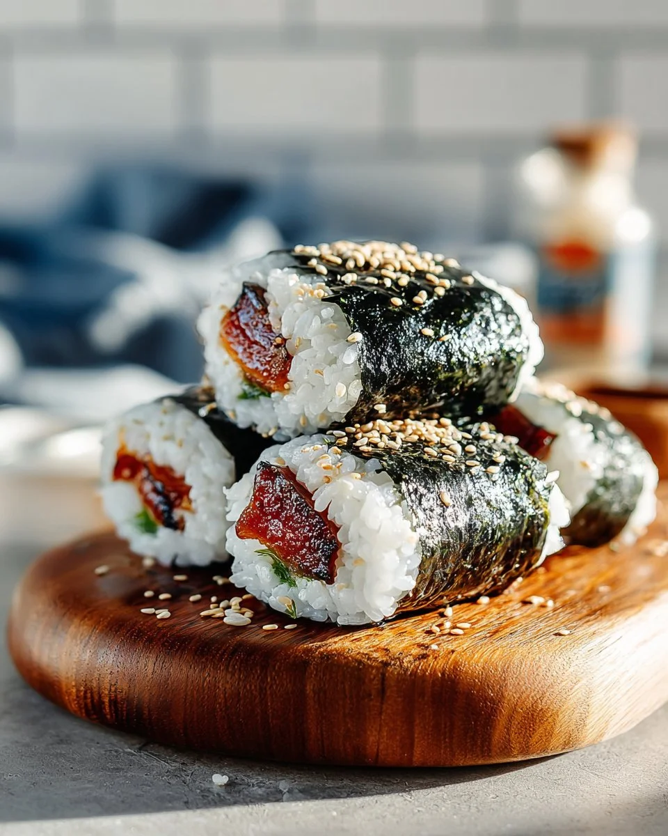 Best-ever Spam Musubi with rice and nori, a delightful Hawaiian snack.