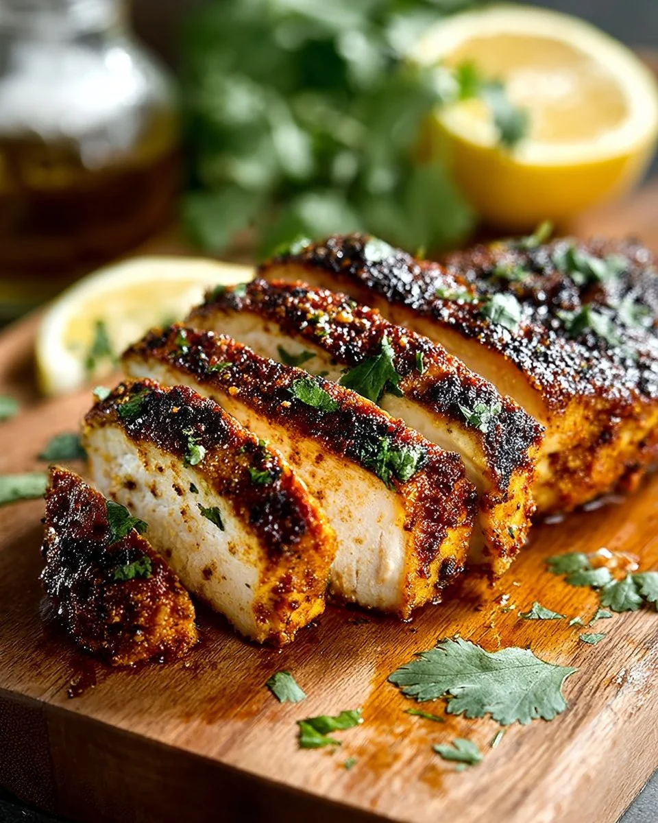 Delicious Cajun Grilled Chicken served on a plate with fresh herbs and spices