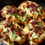 Cheesy bacon ranch chicken dish topped with melted cheese and crispy bacon.