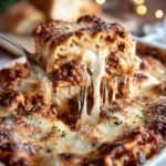 Easy cheesy weeknight pasta bake topped with melted cheese and herbs.