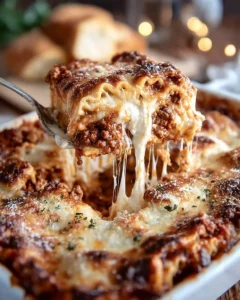 Easy cheesy weeknight pasta bake topped with melted cheese and herbs.