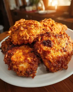 Crispy and juicy easy fried chicken served on a plate