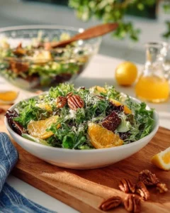 Harvest salad topped with lemon thyme dressing and seasonal vegetables
