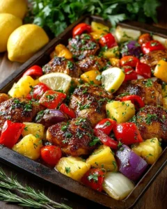 Delicious Hawaiian Chicken Sheet Pan with vibrant vegetables and enticing flavors