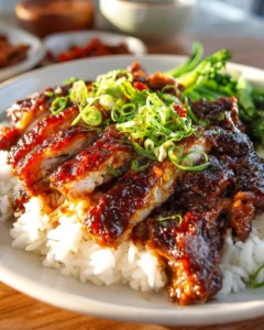 Plate of Hawaiian Teriyaki Chicken with pineapple and rice