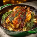 Delicious Herb-Butter Chicken served on a plate with fresh herbs.