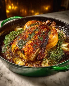Delicious Herb-Butter Chicken served on a plate with fresh herbs.