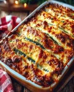 Deliciously layered zucchini lasagna with cheese and tomato sauce