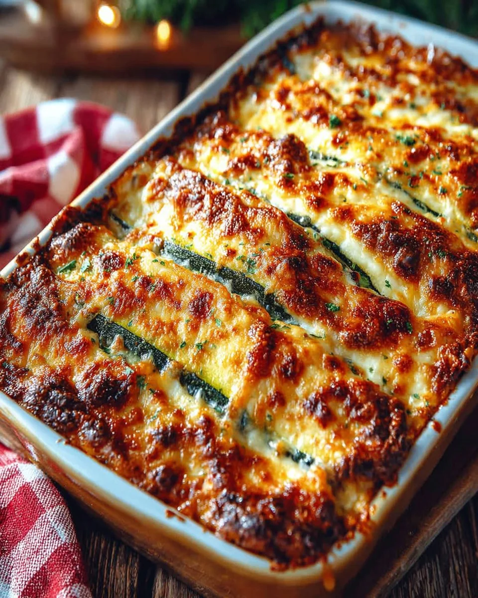 Deliciously layered zucchini lasagna with cheese and tomato sauce