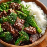 Instant Pot beef and broccoli dish with tender beef and fresh broccoli