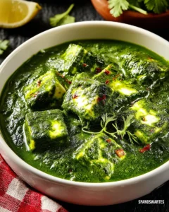 Delicious Palak Paneer served with spinach and cheese in a bowl