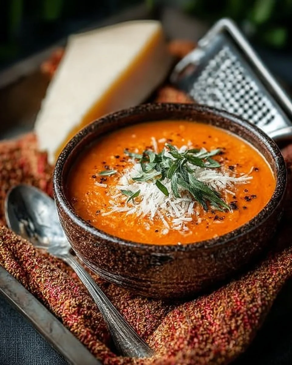 Delicious creamy tomato basil soup in a bowl