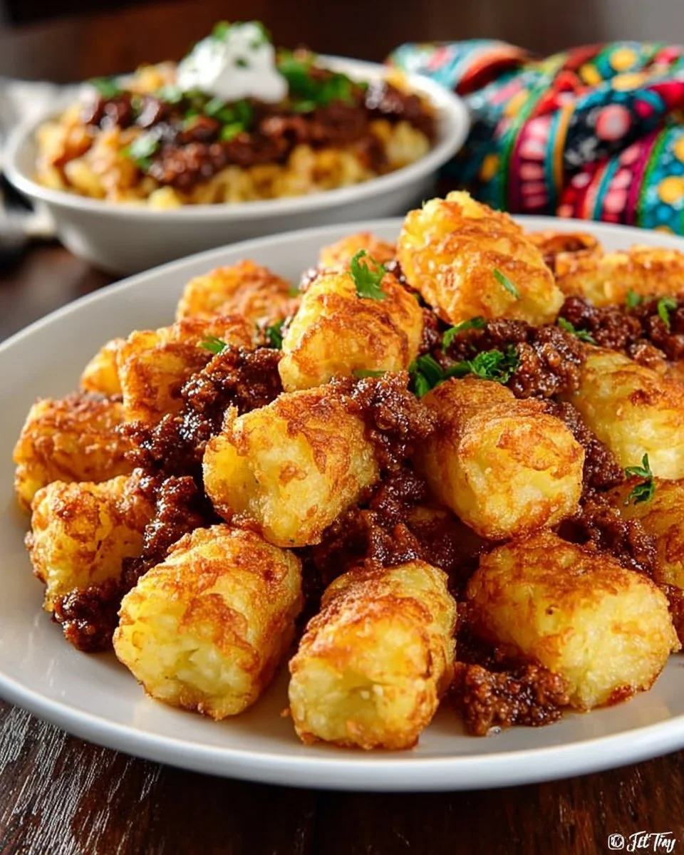 Delicious Sloppy Joe Tater Tot Casserole served on a plate