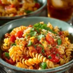 Colorful Taco Pasta Salad with fresh ingredients and vibrant toppings