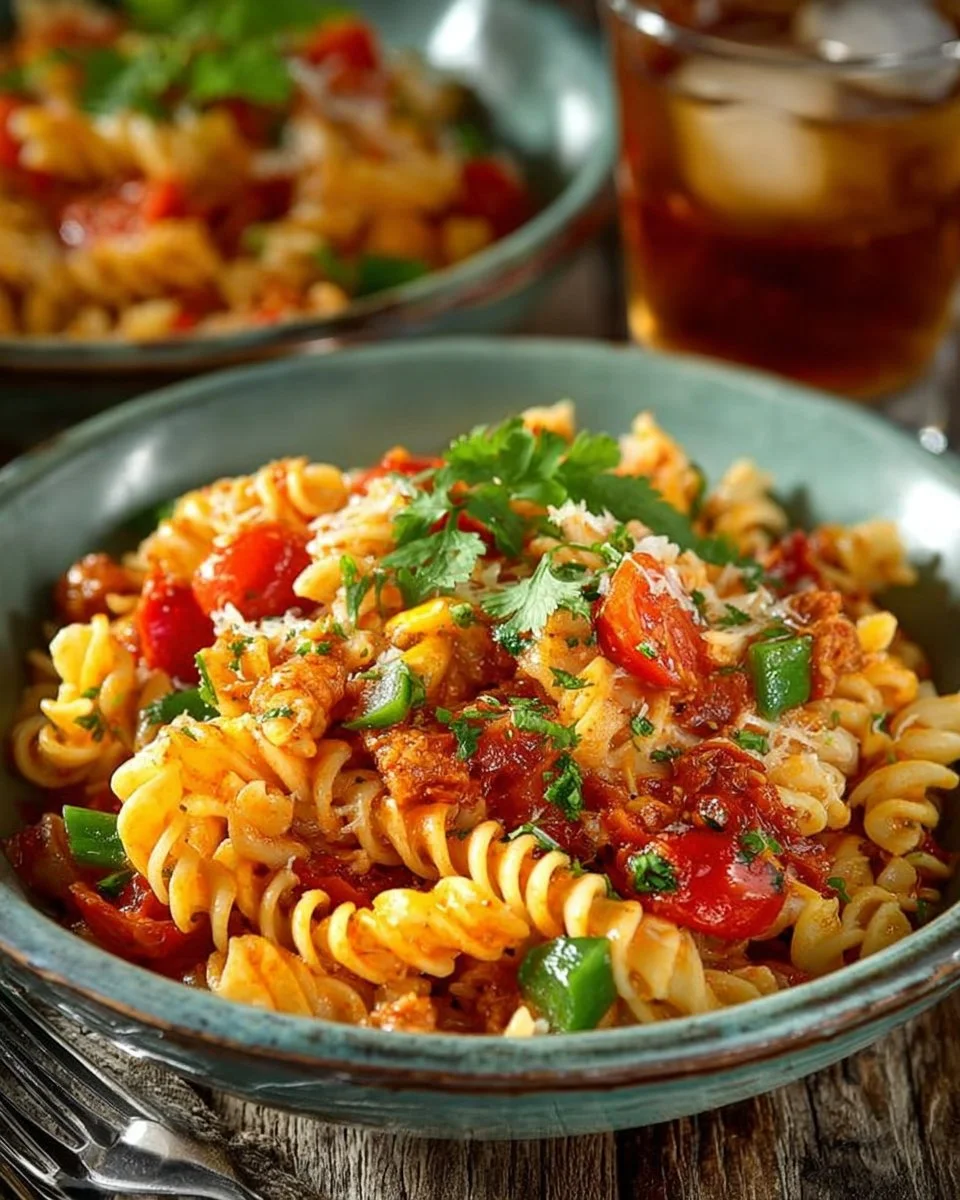 Colorful Taco Pasta Salad with fresh ingredients and vibrant toppings