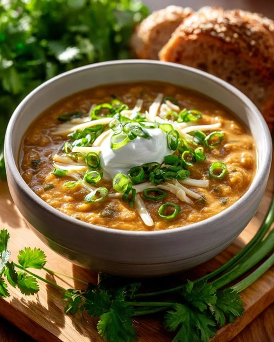 Bowl of award winning white chicken chili garnished with cilantro