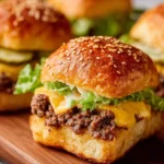 Big Mac Sliders served on a plate with fresh toppings