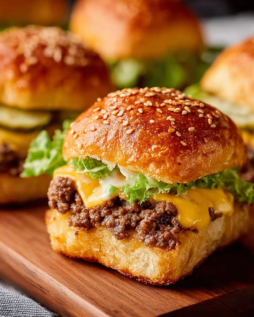Big Mac Sliders served on a plate with fresh toppings