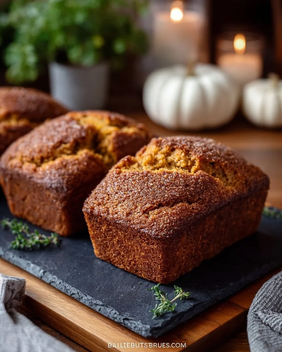 Cinnamon swirl pumpkin bread minis served on a rustic wooden table.