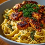 Delicious Cowboy Butter Chicken Linguine featuring creamy butter chicken sauce and pasta.