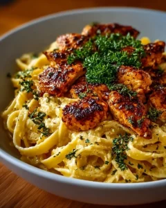 Delicious Cowboy Butter Chicken Linguine featuring creamy butter chicken sauce and pasta.