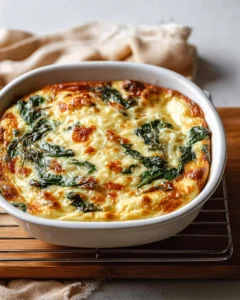 A serving of easy white chicken lasagna with spinach on a plate.