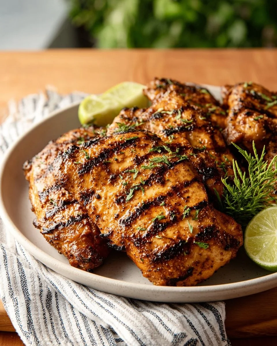 Grilled fajita chicken served with vibrant peppers and onions.