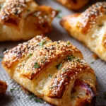 Savory Ham and Cheese Puff Pastry Bundles freshly baked and golden brown