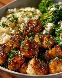 Hot Honey Chicken Bowl with tender chicken and vibrant vegetables