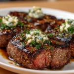 Perfectly grilled ribeye steak served on a plate