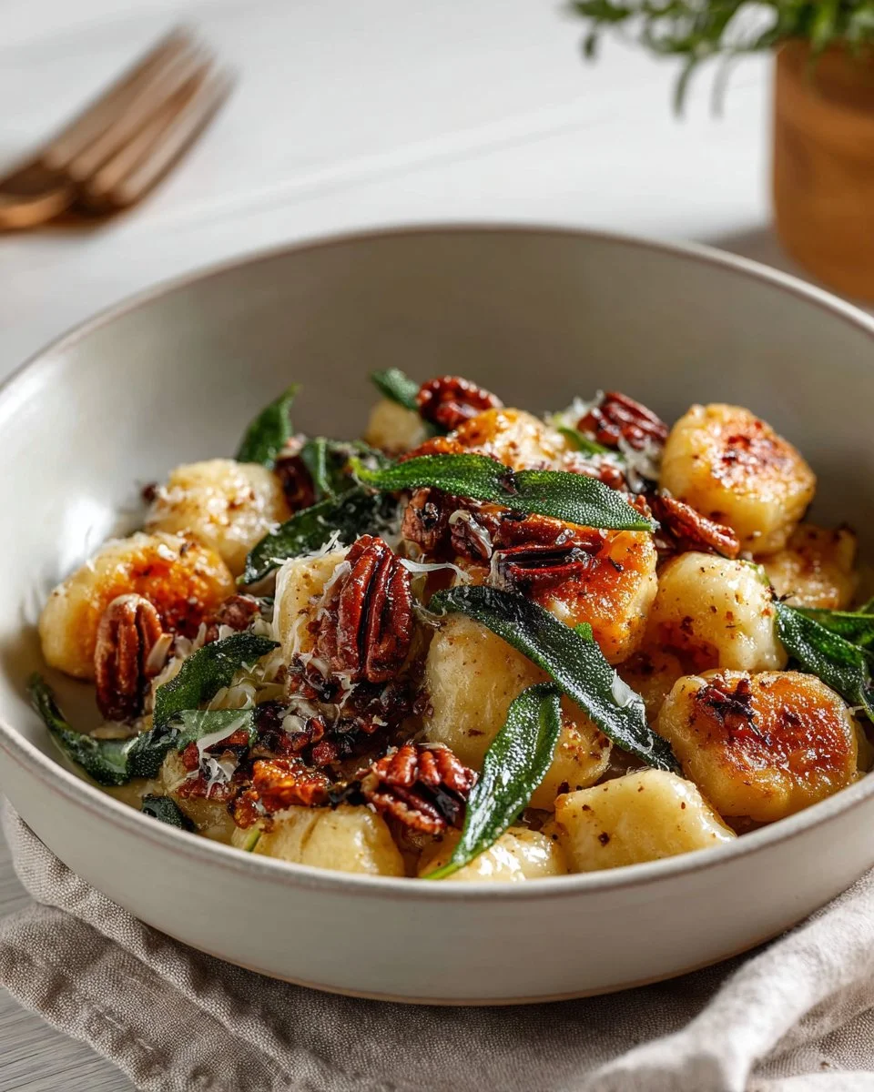 Delicious Pumpkin Gnocchi Bake topped with cheese and herbs