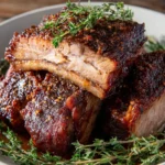 Delicious spicy Cajun pork ribs served on a platter