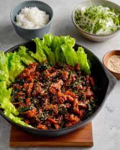 Delicious spicy pork stir fry with colorful vegetables