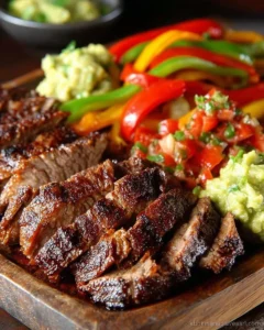 Delicious steak fajitas marinated traditionally with fresh vegetables.