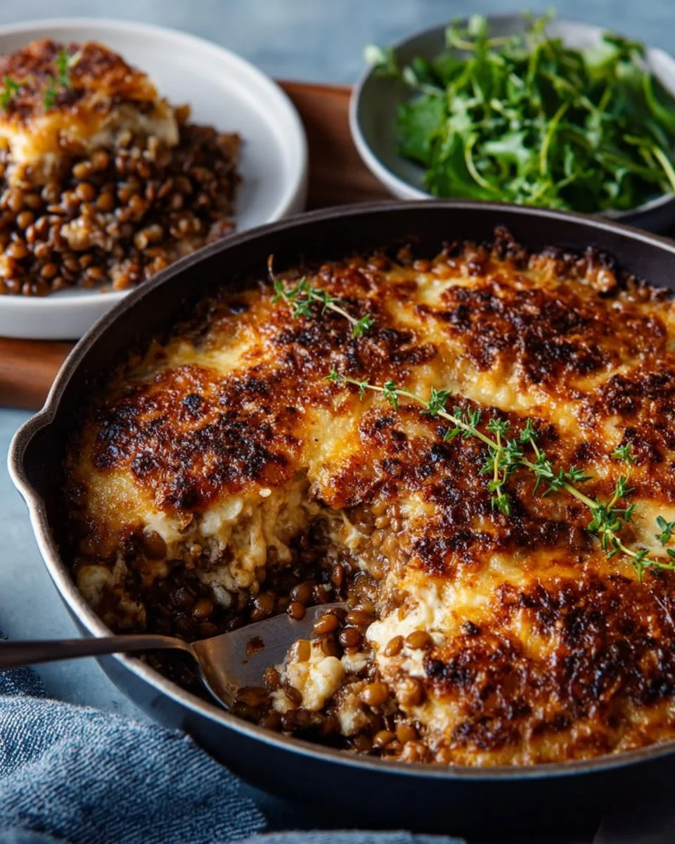 Delicious Baked French Onion Risotto with melted cheese and caramelized onions