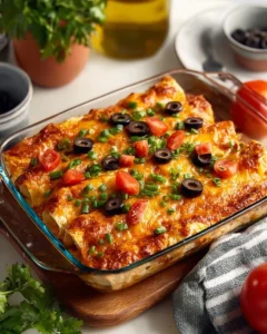 Delicious cheesy beef enchiladas topped with melted cheese and fresh ingredients