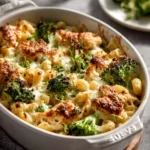 Delicious Chicken Broccoli Pasta in a creamy sauce served in a bowl