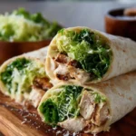 Chicken Caesar Wrap featuring grilled chicken, romaine lettuce, and Caesar dressing