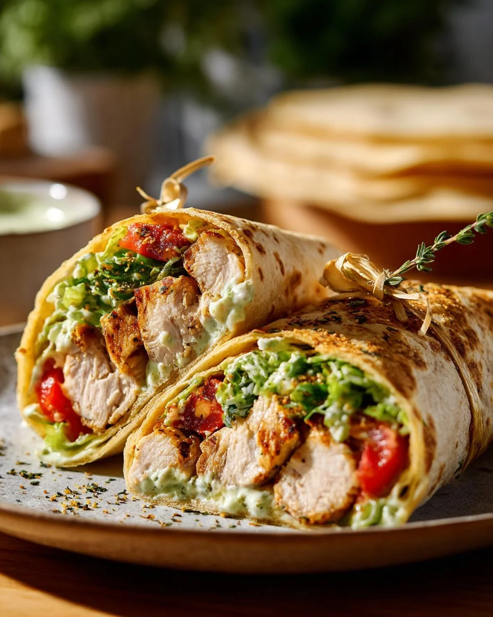 Delicious Chipotle Chicken Wrap filled with spicy chicken and fresh veggies