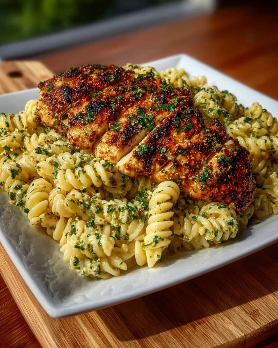 Creamy Garlic Parmesan Chicken Pasta served in a bowl with herbs and grated cheese