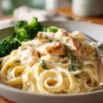 Creamy Chicken Fettuccine Alfredo served with fresh parsley