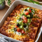 Delicious easy ground beef enchiladas topped with cheese and salsa.
