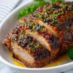 Honey Mustard Glaze drizzled over succulent pork loin