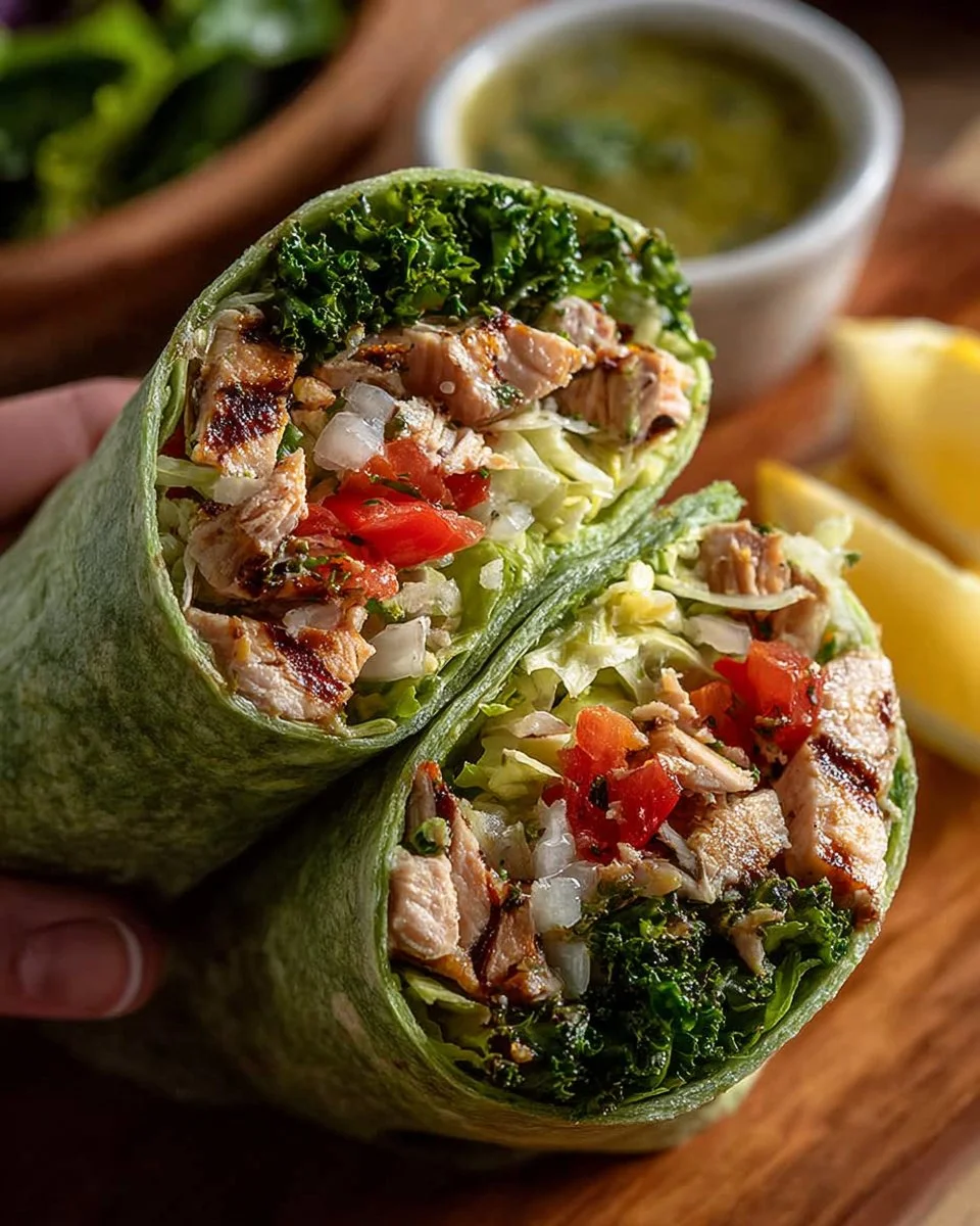 Mediterranean Chicken Wrap with fresh veggies and herbs