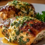 Ruth's Chris decadent stuffed chicken served with gourmet sides