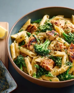 Delicious one-skillet chicken alfredo pasta served on a plate