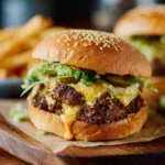 Delicious homemade smash burgers cooking on a grill