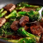Delicious teriyaki beef and broccoli stir fry served in a bowl