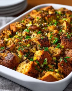 Bowl of vegetarian mushroom stuffing with herbs and spices